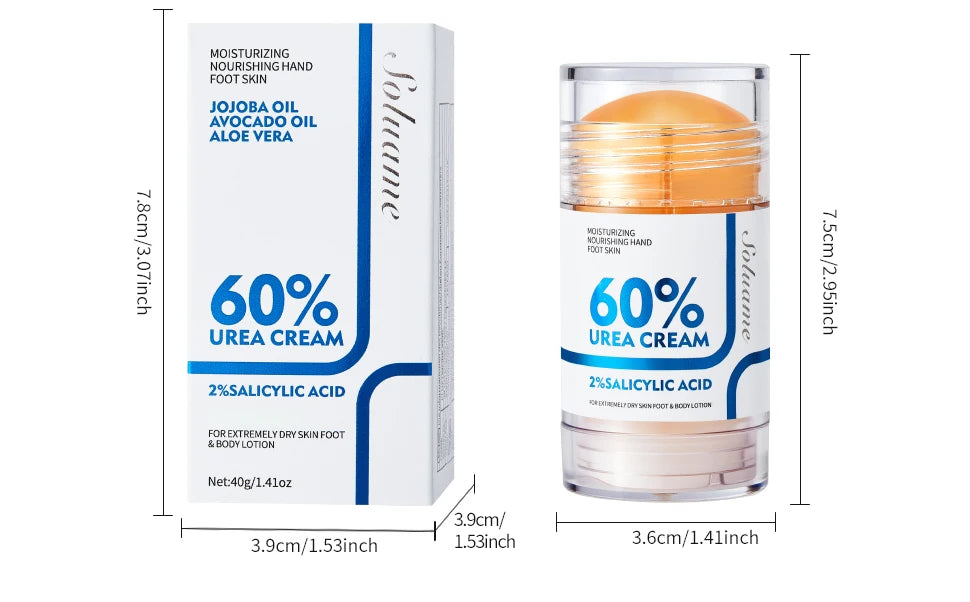 60% Urea Foot Cream Stick with 2% Salicylic Acid, Foot Care Cream Moisturizer for Dry Cracked Feet, Knees, Hands, Moisturizes Skin
