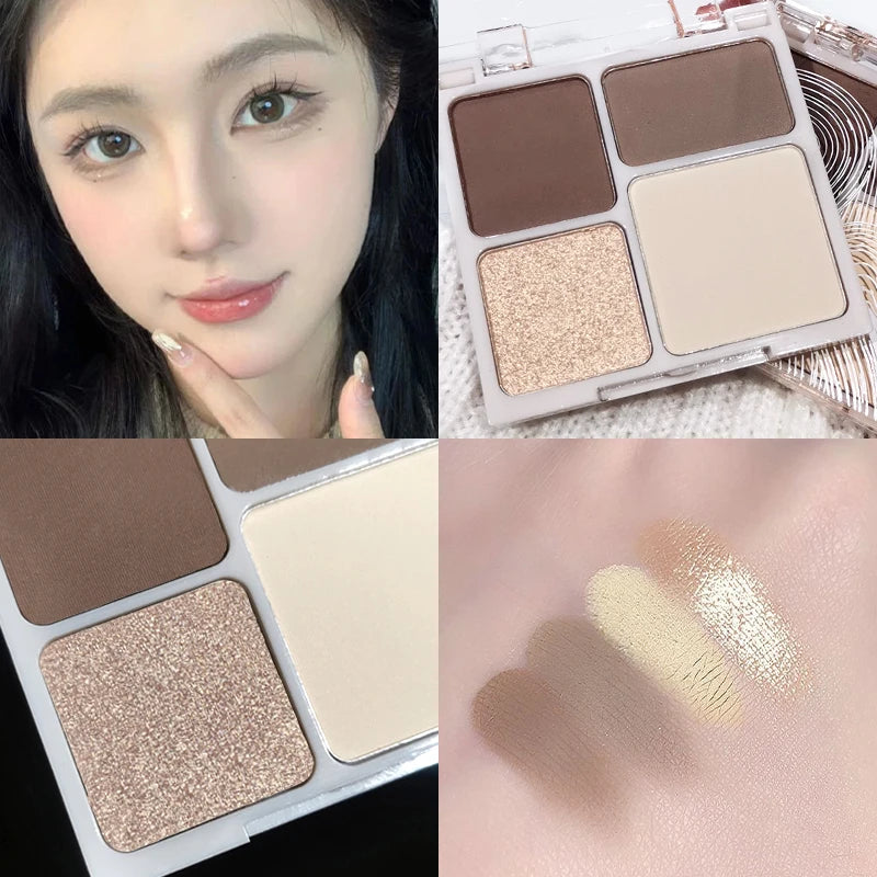 2 pcs Contouring Set - 4 color High-Gloss Contouring，Brightening Matte 3D Nose Shadow Brush，Easy To Color，Gift Set