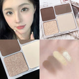 2 pcs Contouring Set - 4 color High-Gloss Contouring，Brightening Matte 3D Nose Shadow Brush，Easy To Color，Gift Set