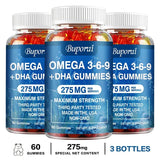 Omega 3 6 9 + DHA Gummies - Brain Health, Enhances Concentration, Memory, Improves Blood Circulation, Eye Support