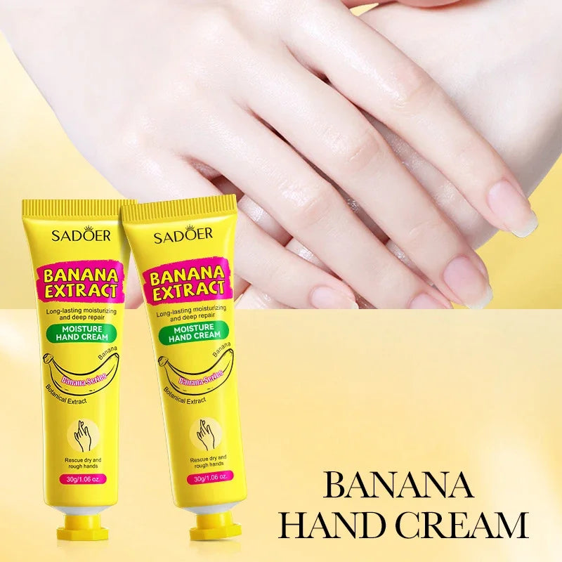 3/5Pcs Sadoer Banana Hand Cream Anti-Drying Crack Moisturizing Brightening Repairing Hand Creams for Hands Skin Care