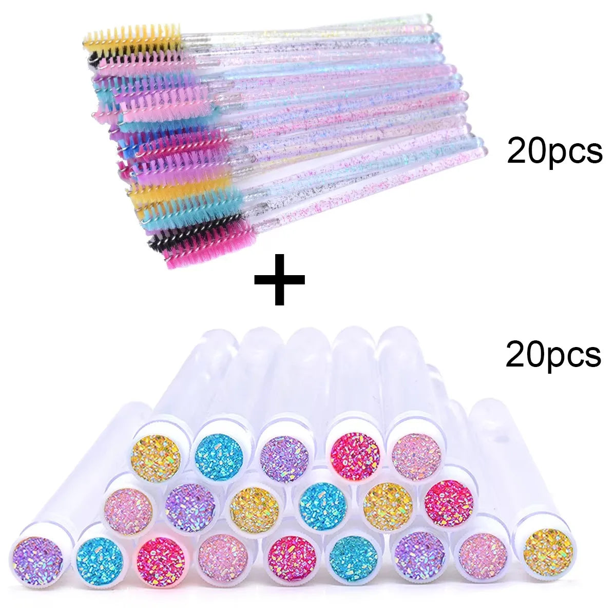 20Pcs Eyelash Brush With 20Pcs Containers Dust-proof Tube Reusable Eye Lash Mascara Wands Replaceable Makeup Applicators Tools