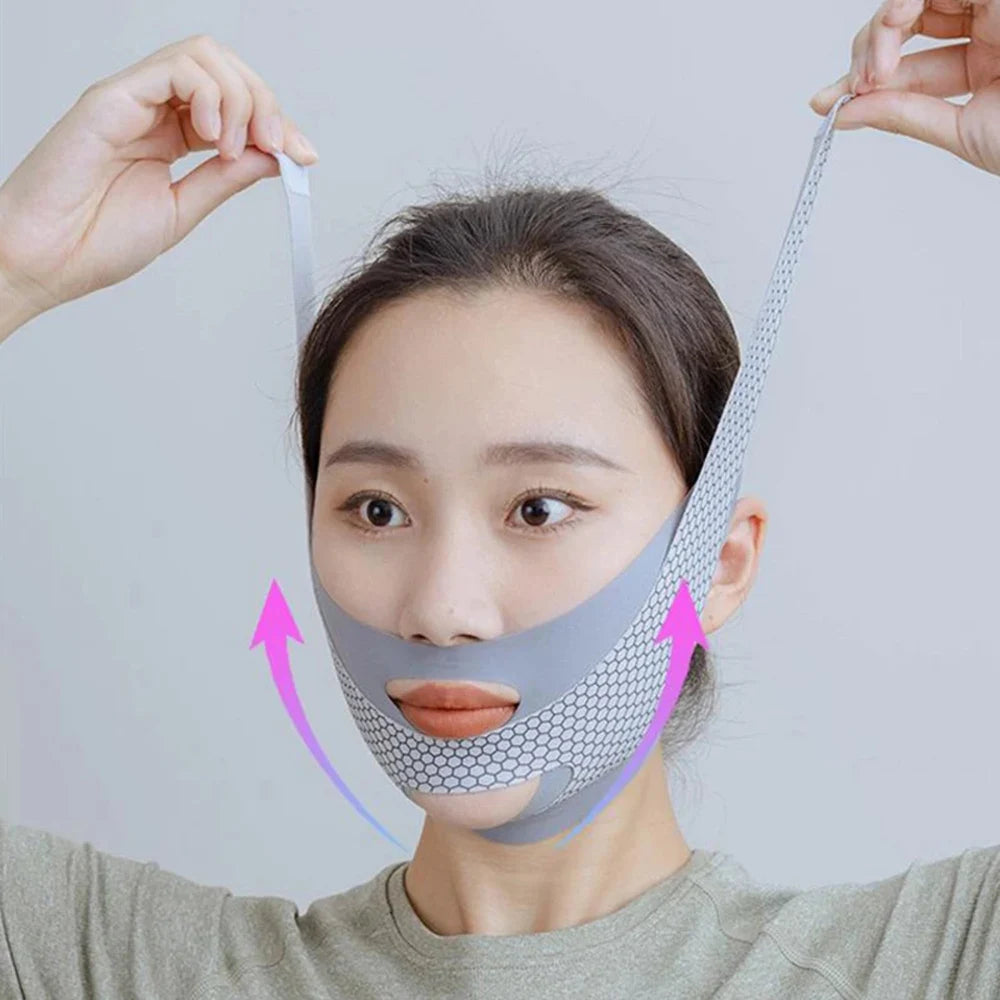 1pc V-Shape Face Sculpting Sleep Mask Breathable Elastic Lifting Tightening Mask Skin Care Slimming Strap Chin Up Mask Woman