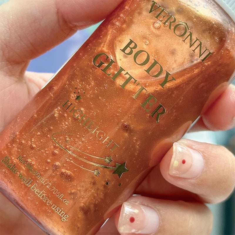 Body Highlighter Spray–Quick-Dry Non-Sticky Shimmer Mist, Fine Glitter for Hair & Skin,Water-Resistant Long-Lasting Summer Glow