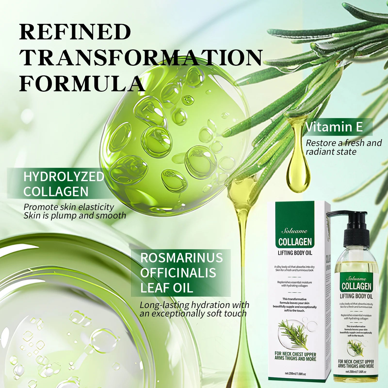 Collagen Lifting Body Oil, Hydrating & Firming Dry Oil, Lightweight Fast-Absorbing, after Shower Moisturizing Oil for Women Men