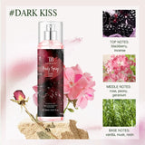 The fragrance spray has a long-lasting, faint floral scent with a fruity note. It is a fragrance body spray without alcohol.