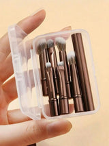 6Pcs Mini Travel Eyeshadow Makeup Brushes Set Portable Small Eye Shadow Blending Concealer Brush With Storage Case For Daily Makeup
