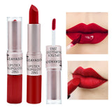 1Pc Long Lasting Velvet Matte Lipstick Double Head Lip Gloss Non-stick Cup Lip Gloss Waterproof 2 in 1 Matte Red Lipstick Makeup