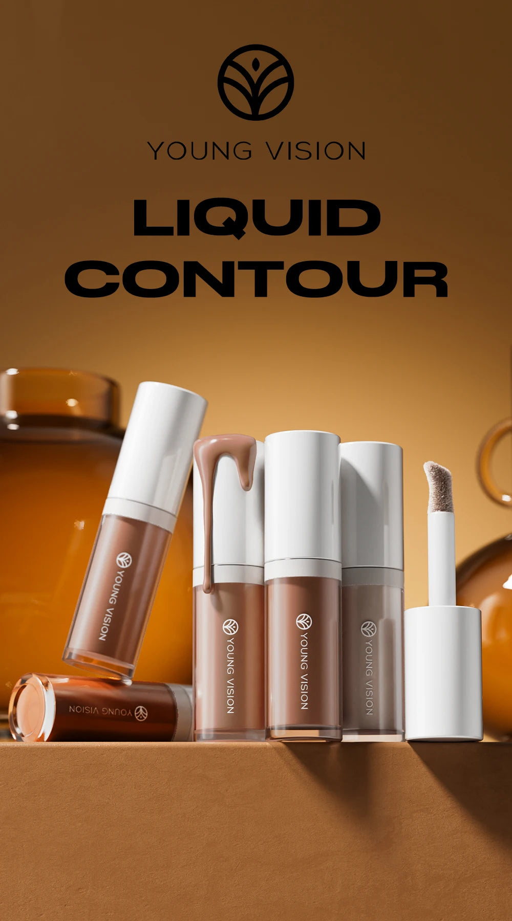 4-Color 3D Face Contour Liquid Bronzer Shade Smooth Highlight Mirror Lasting Natural Nose Shadow Waterproof Brighten Makeup