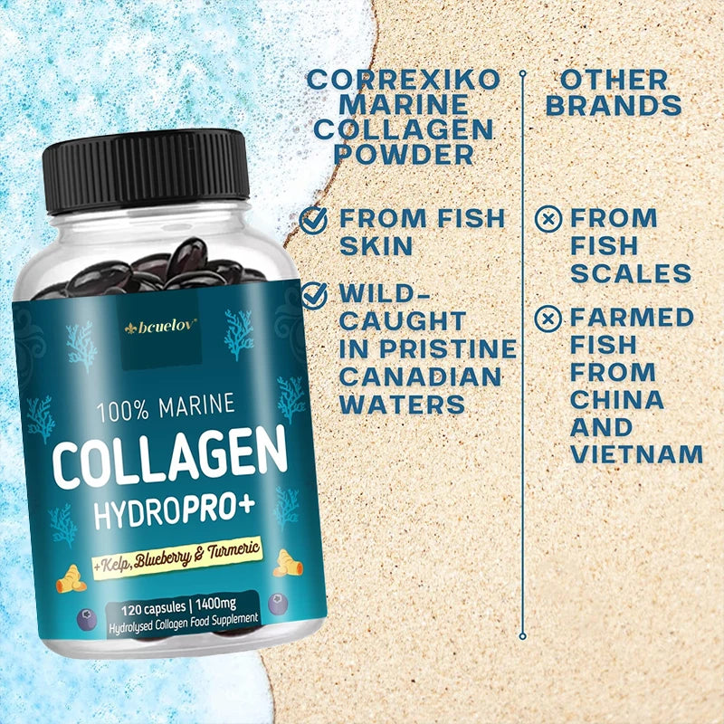 Hydrolyzed Marine Collagen - HYDROPRO, Advanced Hydrolyzed Formula for Optimal Absorption, Skin, Hair, Nails & Joint Support