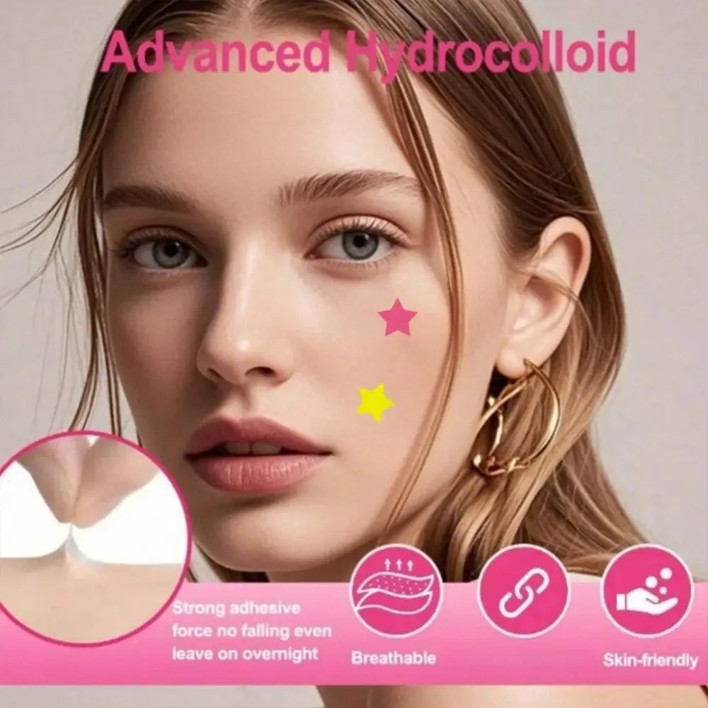 40pcs pieces of multi-color star acne patches, facial acne patches, concealer acne patches, and pimples patches, ultra-thin.