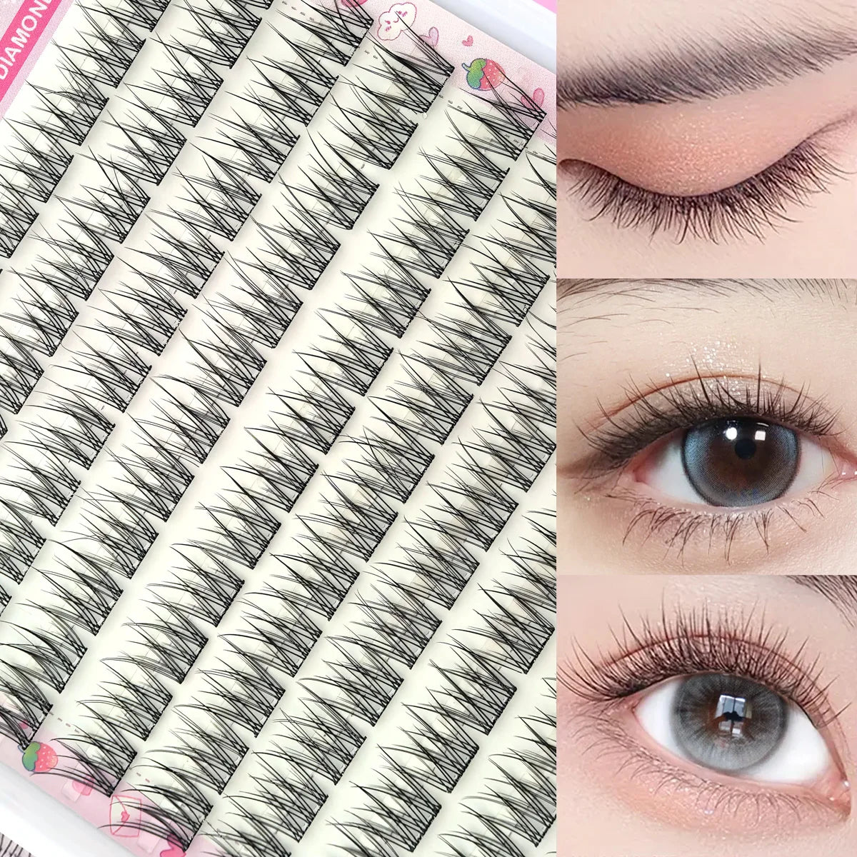 Easy-To-Adhesive False Eyelashes Set, Thick Cartoon Style with Natural Appearance, Suitable for Beginners, Thick and Fluffy, Rea