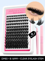 GROINNEYA Lash Clusters Kit Fluffy Individual Lashes C Curl Cluster DIY Lash Extension Kit Lash Bond and Seal Eyelash Extensions