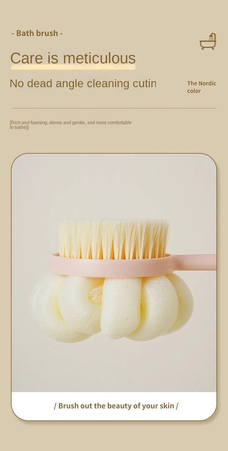 Two Sided Shower Body Brush Silicone Long Handle Bathroom Wash Brush Bathing Massage Back Body Exfoliating Brush Bath Supplies