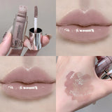 Water Light Mirror Lip Gloss Lasting Moisturizing Cool Black Silver Gray Pearlescent Fine Sparkling Lipstick Lip Oil