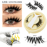 2 Pairs Magnetic Eyelash Natural Look Fluffy False Eyelashes Reusable Magnetic Eyelash Set with Applicator No Glue Need Makeup