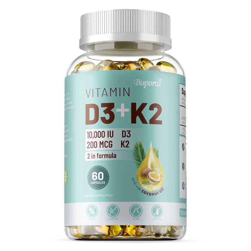 VITAMIN D3&K2 - Nerve, Muscle, Heart, Bone and Dental Health, Immune System Health
