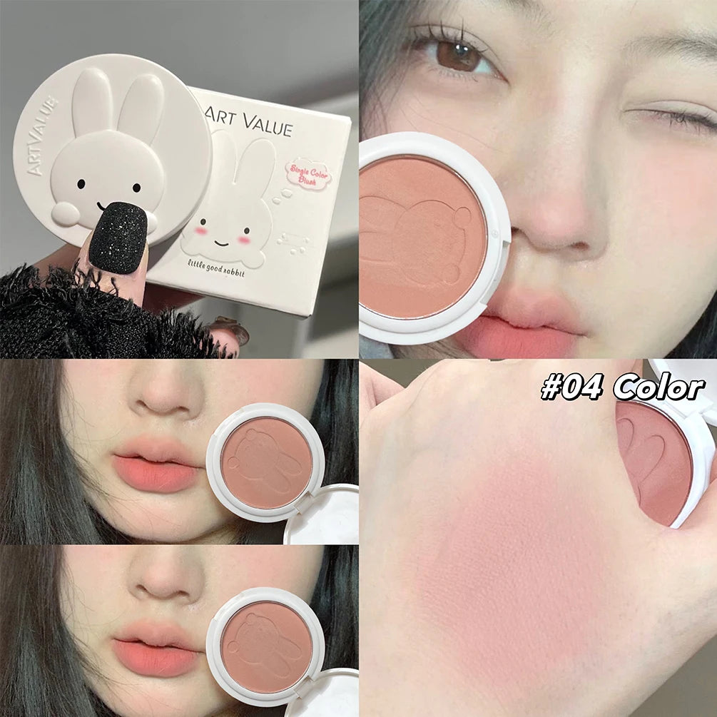 Monochrome Blush Palette Matte Peach Rouge Cute Bunny Rose Red Cheek Tint Blusher Powder Natural Face Contouring Shadow Makeup