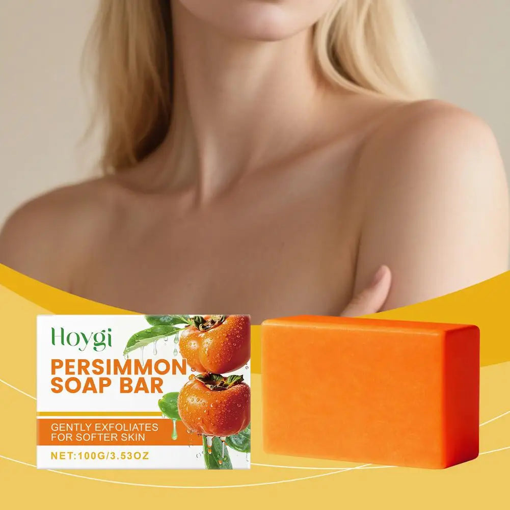 Persimmon Soap Bar for Body Odor Control, Handmade Persimmon Soap for Face and Body Wash, Gentle Smooth Deodorant Bath Soap 100g