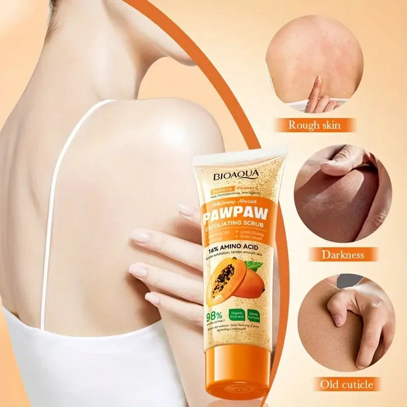 100g Papaya Vitamin C Exfoliating Scrub Cream, Hypoallergenic, Moisturizing, Exfoliation, Scented with Papaya, Deep Cleansing