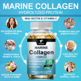 Marine Collagen Complex Capsules, Hydrolyzed Peptides for Skin Elasticity, Hair, Nails, Joint & & Bones Health, Glowing Beauty