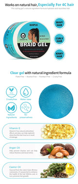 GOIPLE 100g Tea Tree Mint Braid Styling Gel Edge Control Frizz Smooth Hair Wax Pomade Loc Twist Braiding Cream For African Women