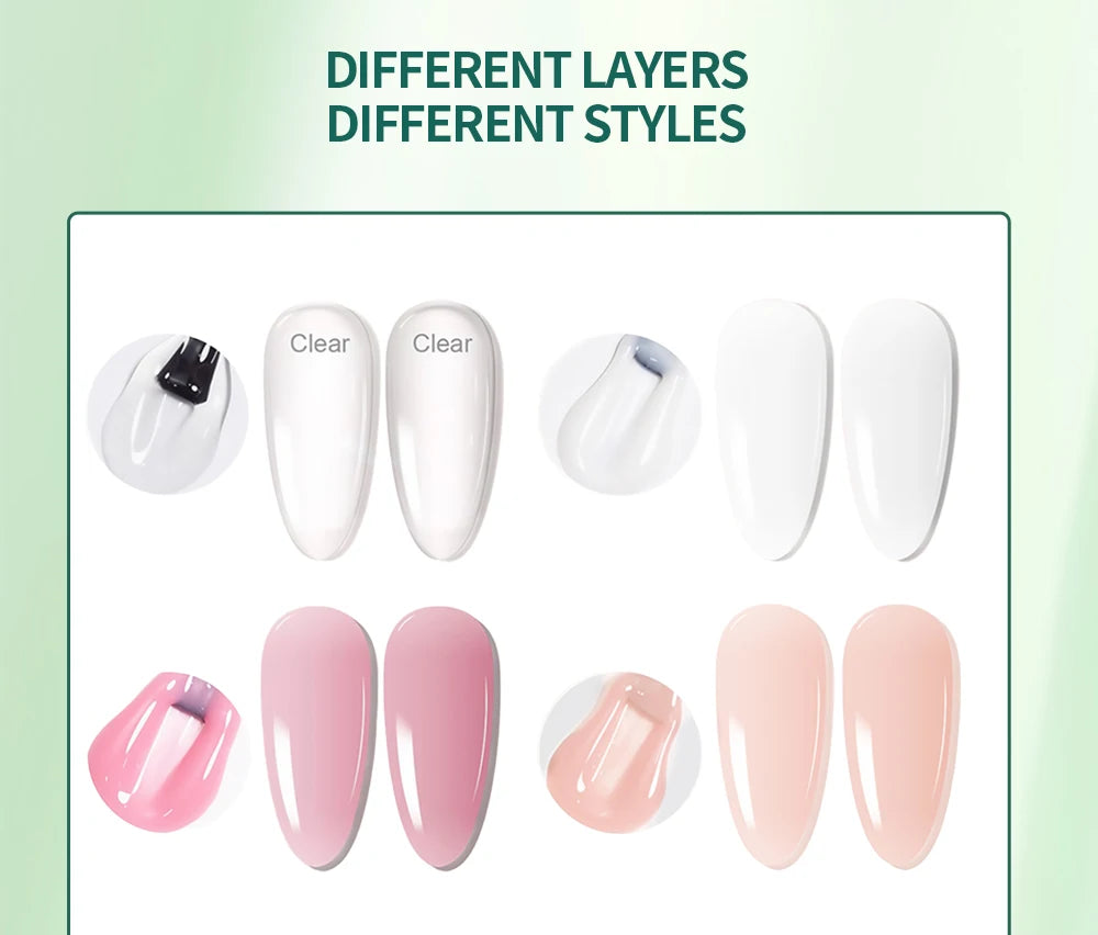 Nailpop 7-in-1 Builder Nail Gel Fast Building Gel Nail Polish Clear White Pink Nude 15ml Nail Tip Reinforcement and Extension