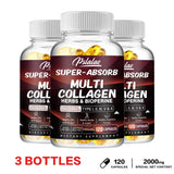 Multi Collagen Capsules - Collagen Skin Whitening & Anti-Aging - Vitamin C, Hyaluronic Acid, Gluten Free Supplement