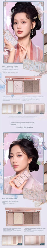 Flower Knows Makeup Butterfly Cloud Collar Collection Embossed Highlight&Contour Palette Face Powder Iluminador Contouring Kit