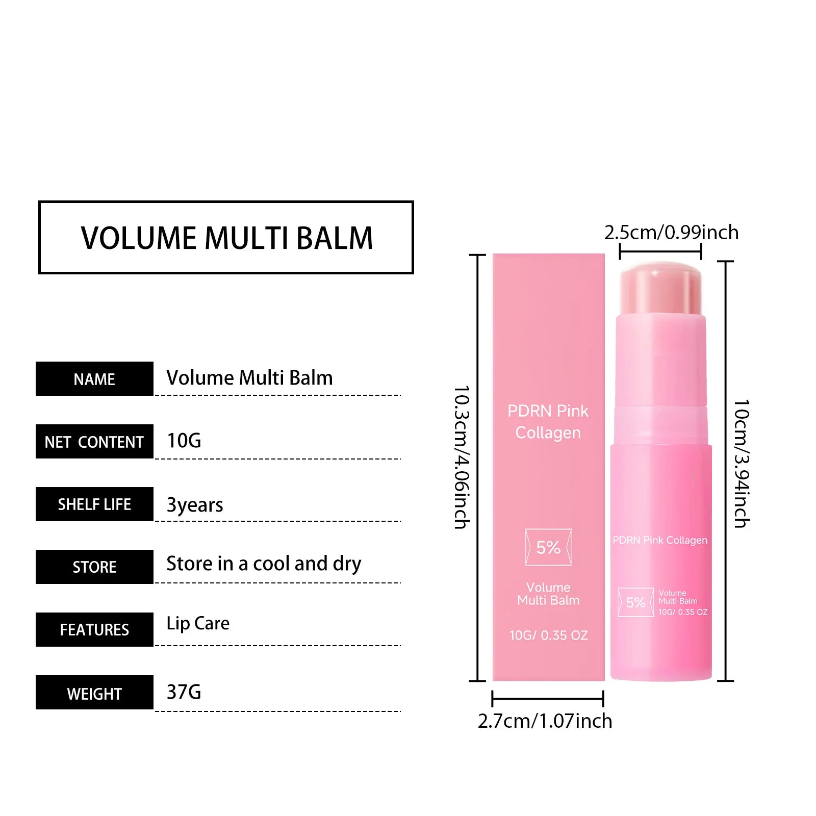 PDRN Pink Collagen Volume Multi Balm Stick&Serum 5% Volufiline Hydrating Firming Repair Balm for Face Neck Eye Area Skincare
