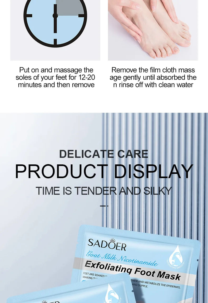 SADOER  Exfoliating Feet Mask Exfoliating Foot Peel Mask Socks Pedicure Peeling Dead Skin Remover Feet Mask Peel Moisturizing