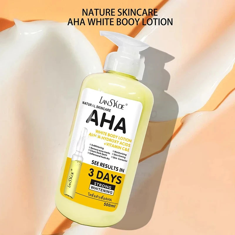 500ml Whitening Body Cream AHA Hydroxy Acids Vitamin C&E Moisturizing Lightening Body Lotion Remove Acne Marks Skin Care
