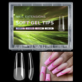Luxury False Nail Tips Soft Gel Fingertip Semi-matte Capsules Almond French Coffin Full Cover Artificial Fake Nails Extension