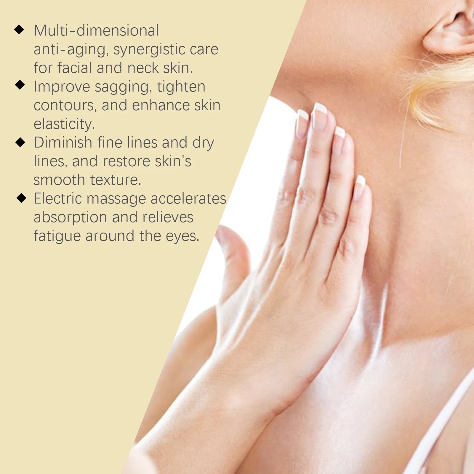 Tighten Skin Care Set Deep Hydration Face Massager Reduce Fine Lines Electric Eye Cream AH-8 Firming Neck Cream with Roller 120g