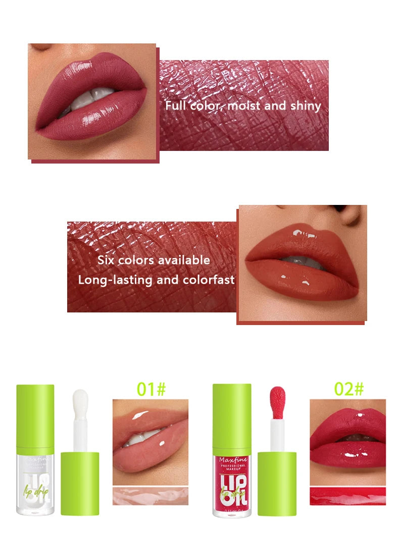 6-tone moisturizing lip gloss luminous oil lip gloss, moisturizing transparent liquid lip gloss, natural lip enhancer, make lips
