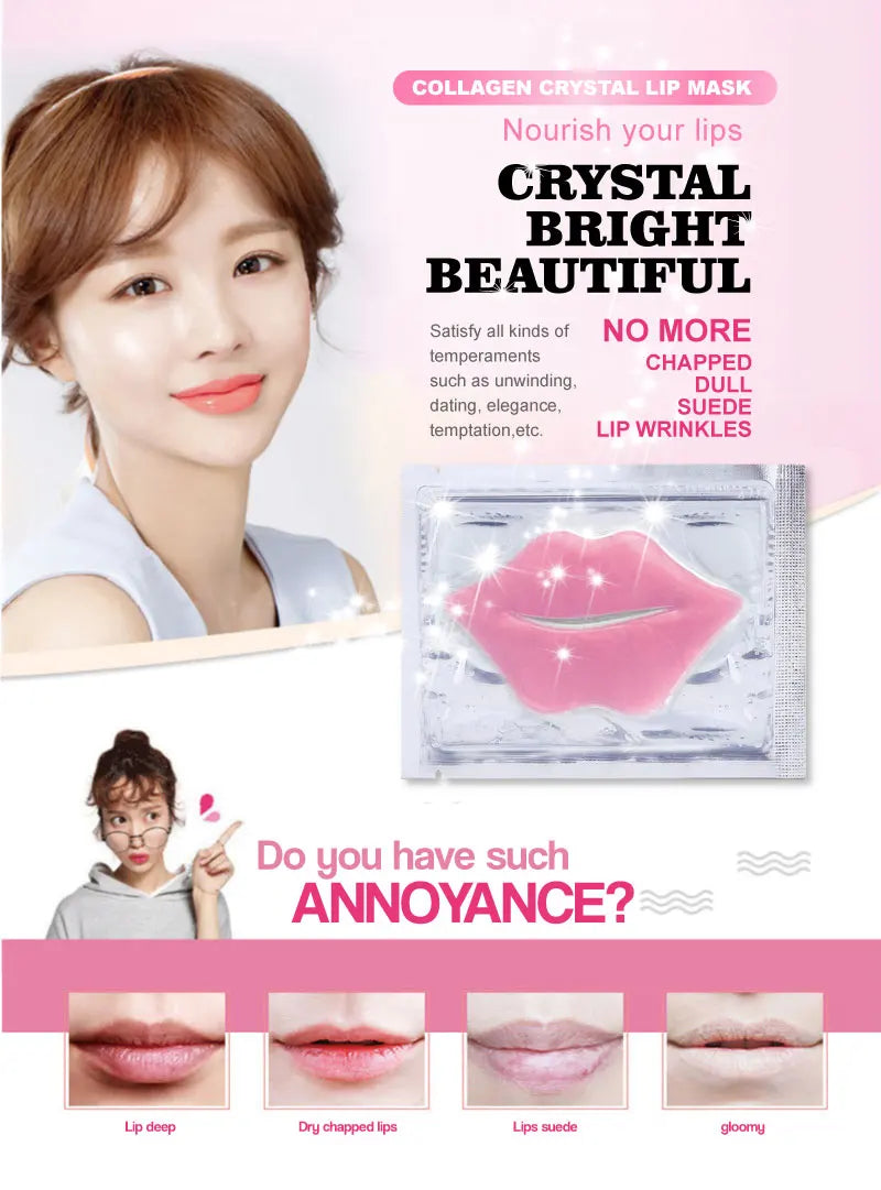 10/20pcs Golden Crystal Collagen Eye Mask Anti Dark Circle Anti-Aging Moisturizing Pink Lip Mask Eyes Lips Travel Size Skin Care