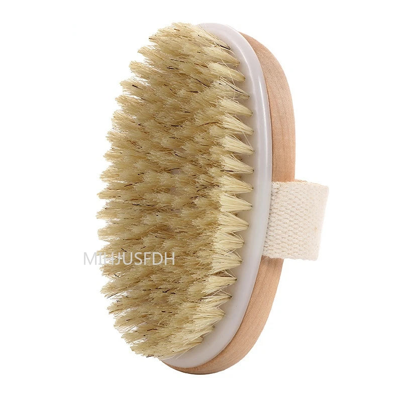 2 In 1 Dry Skin Body Massage Brush Natural Bristle Dead Skin Remover Anti Cellulite Exfoliates Blood Circulation Massage Tools