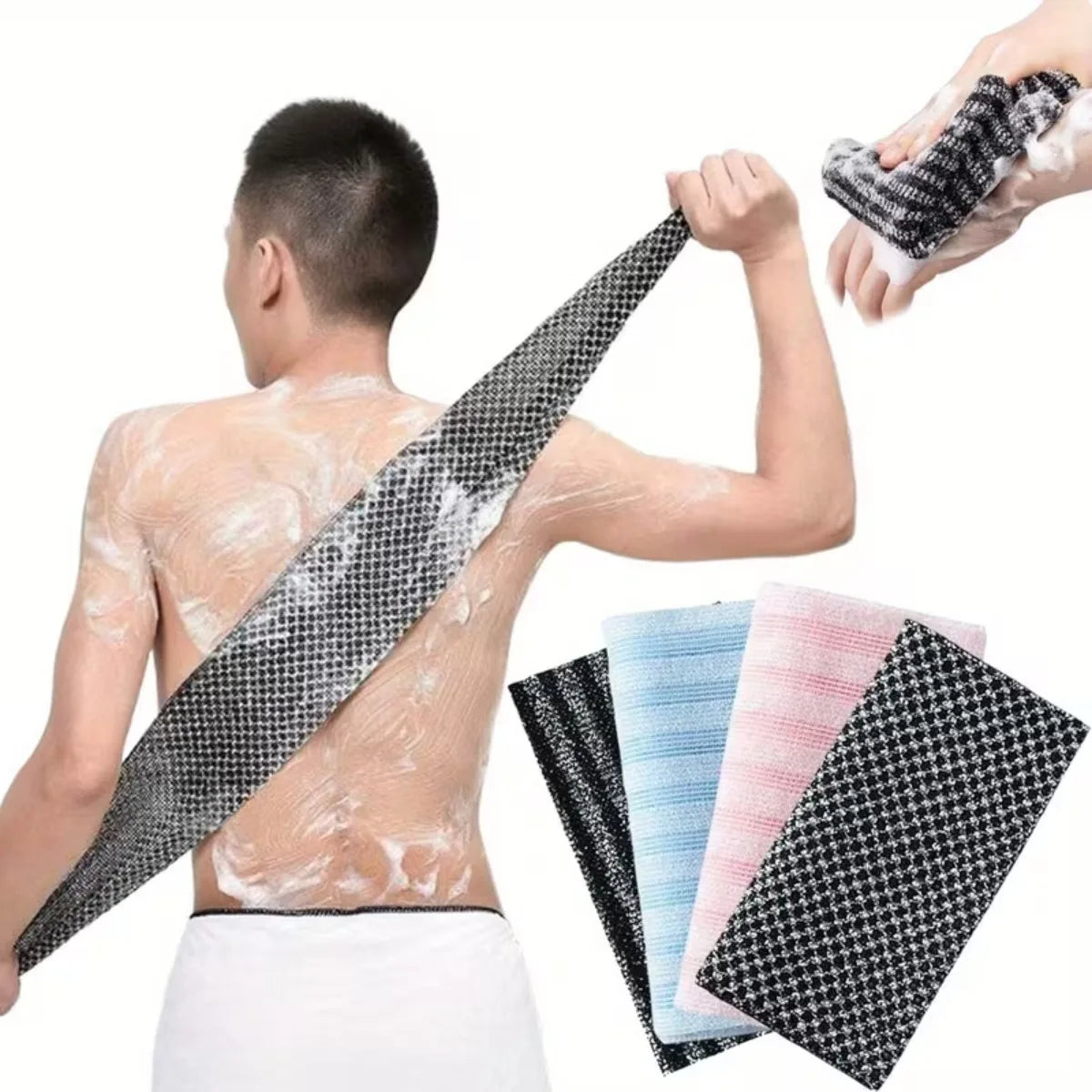 1PC Japanese Exfoliating Washcloth Nylon Back Scrubber Body Scrubber Shower Sponge Bath Towel Brush Deep Cleansing Accessories