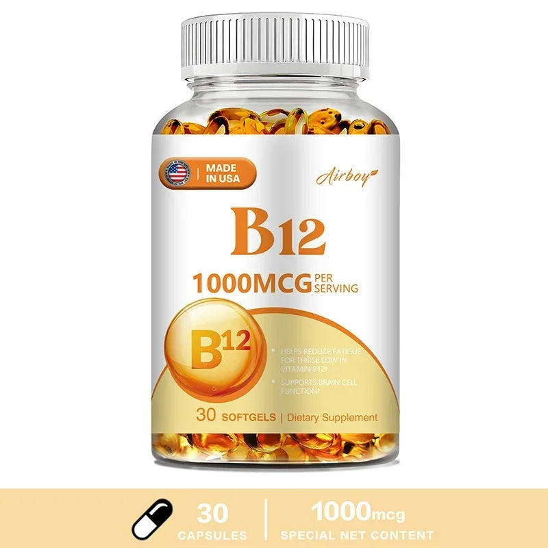 Vitamin B12 - for Mood, Brain, Nervous System, Energy, Metabolism, Relieve Fatigue, Heart Health