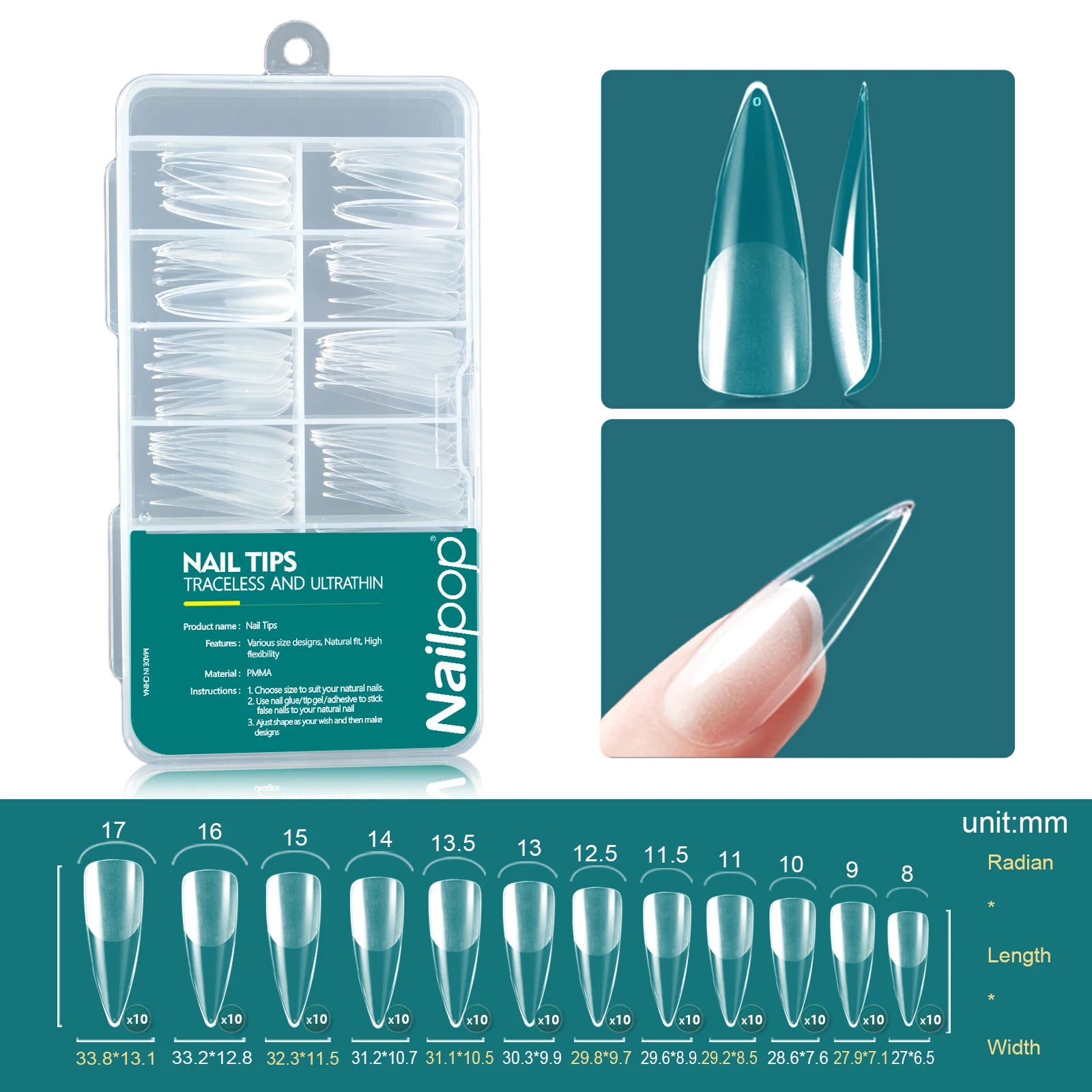 Nailpop Soft Gel Tips For Nails Acrylic Material Half Almond Artificial Nail Capsule Accessories Tool Art Salon 120pcs/box