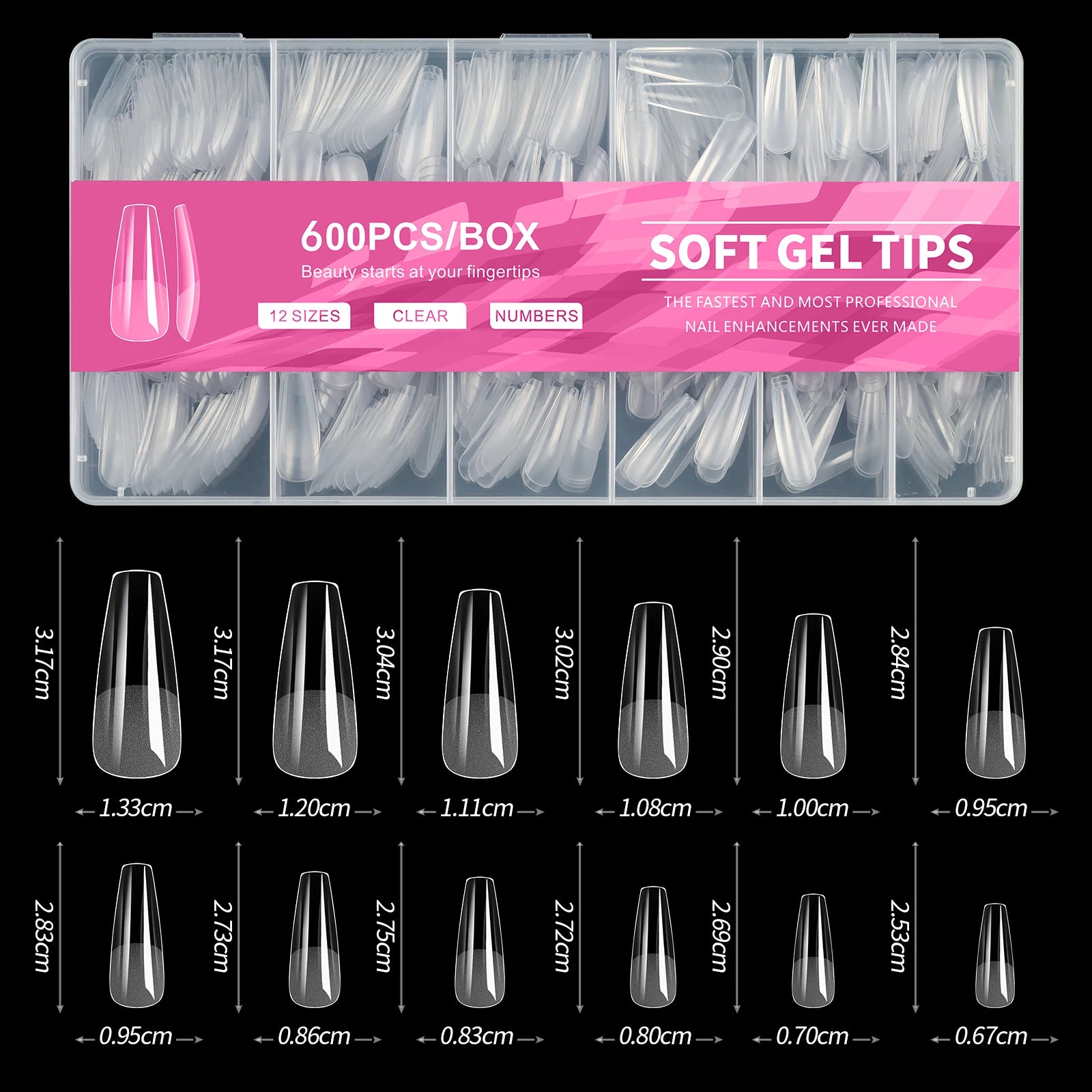 100/320/600Pcs Short Almond Nail Tips Soft Gel Nail Tips Full Cover False Nail Tips For Acrylic Nails  Salon Home Press On Nails