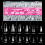 100/320/600Pcs Short Almond Nail Tips Soft Gel Nail Tips Full Cover False Nail Tips For Acrylic Nails  Salon Home Press On Nails