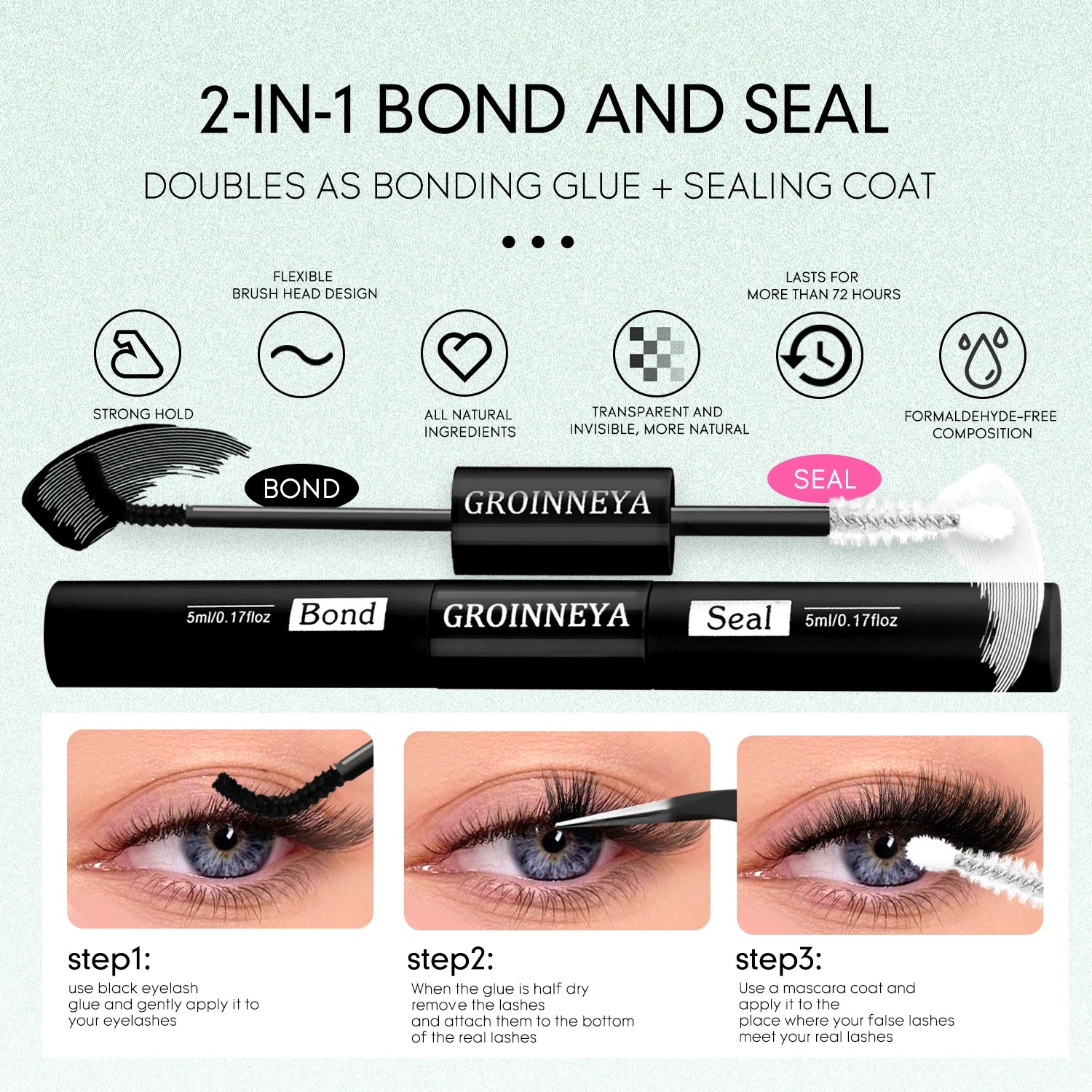 GROINNEYA Lash Clusters Kit Spikes Lash Individuals Eyelash Clusters D-Curly Lash Clusters Kit with Bond and Seal Makeup