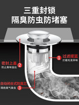 Press Pop-up Basin Drain Stopper Universal Anti-odor Replacement Core Anti-leak Water Stopper For Bathroom Sink Washbasin Access
