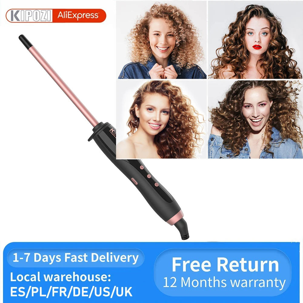 KIPOZI Professional Titanium Flat Iron Hair Straightener with Digital LCD Display Dual Voltage Instant Heating Curling Iron