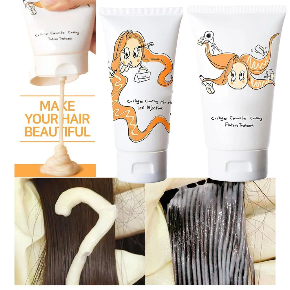 Collagen Coating Hair Conditioner Treatment Damaged Hair Revitalize Hair Straighten Soft Smooth Moisturize Keratin Hair Mask