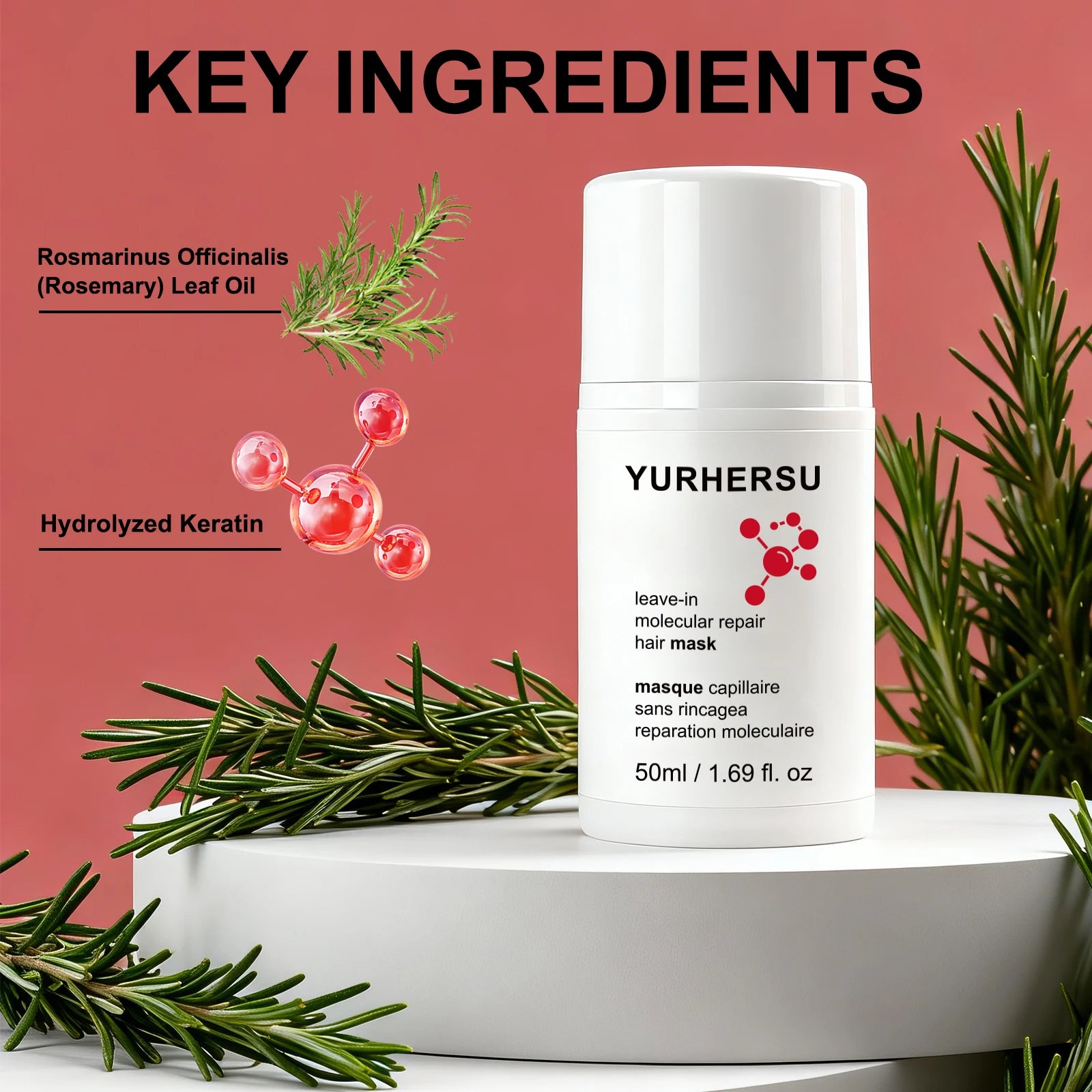 Molecular Repair Leave-In Hair Mask Keratin Peptide Reconnect Hair Bonds Strength Elasticity For Bleached Color Treated Hair