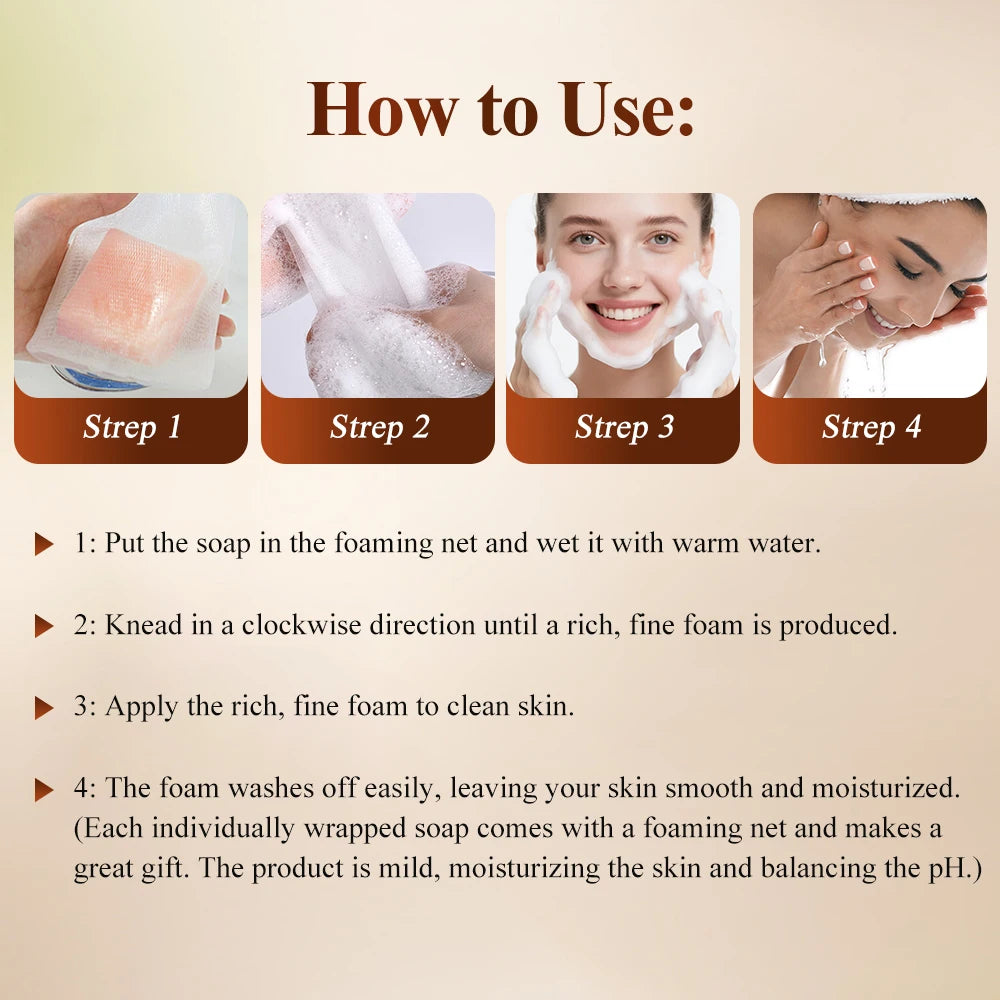 1/2PCS Persimmon Cleansing Soap Bar With Foaming Net Body Care Face Wash Exfoliating Whitening Soap Fruit Handmade Shower Soap