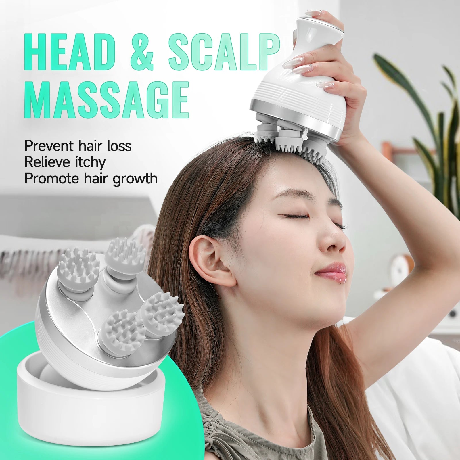 Electric Head Scalp Massager With 4 Heads Portable Handheld Massage Device For Full Body Women Men Massager Stress Relaxing