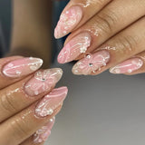 24 false nail pieces shipped randomly, Instagram-style false nails, wearable full-coverage almond-shaped press-on nails.